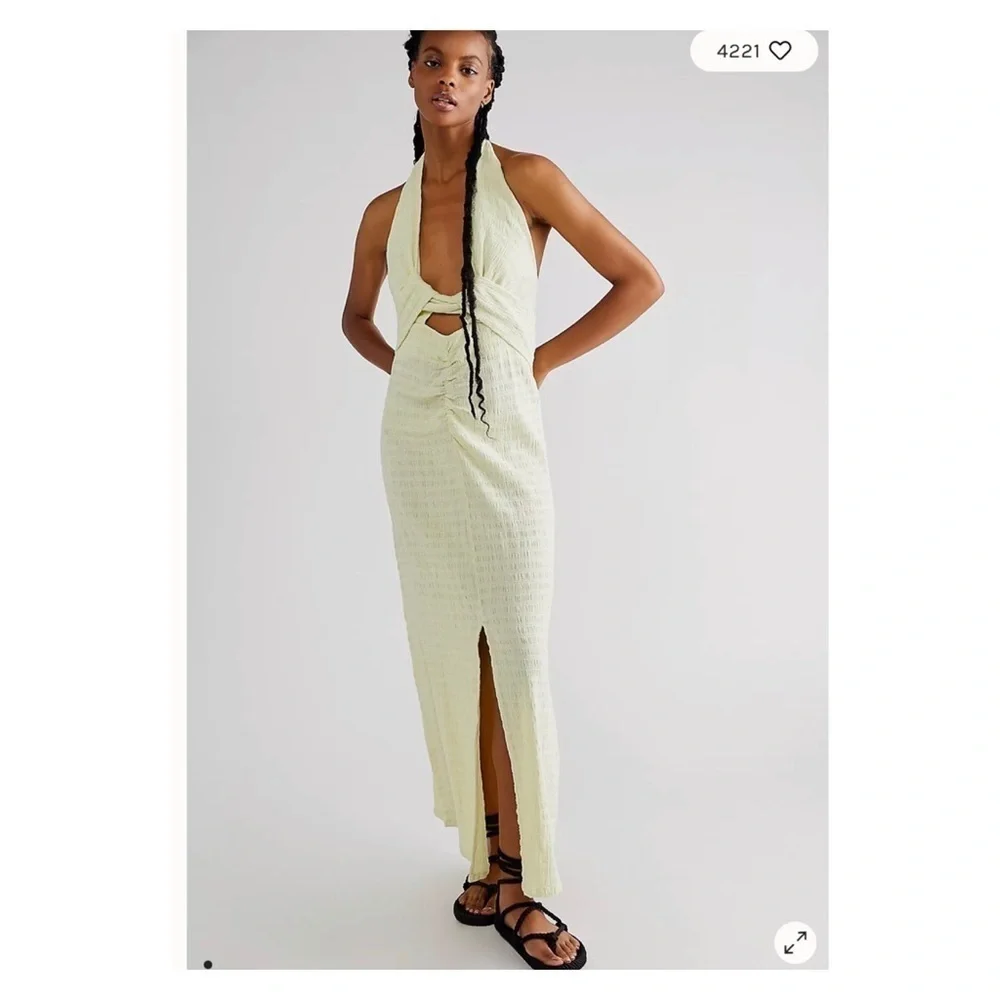 Free People Nya Cutout Halter Maxi Dress Olive Green Endless Summer M - Picture 7 of 10